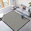 Simple Black And White Plaid Imitation Cashmere Carpet, Living Room Sand Blanket 3D Visual Striped Carpet Floor Mat Bedroom