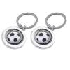 1 Set Of 4pcs Creative Rotatable Football Pendant Keyring Soccer Ball Keychains For World Cup Memorial Handbag Phone Pendant (steel Color) New Arrival