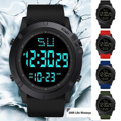 Herren Digitale Sportuhr Elektronische Uhr Mit Leuchtendem Display, Laufzeitmesser, Wecker, Robuste Fitnessuhr Für Outdoor-Aktivitäten