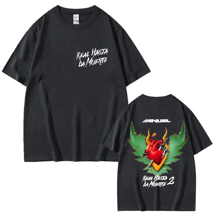 Rapper ANUEL AA Real Hastala La Muerte Album 2025 Graphic T Shirts Mens Vintage Fashion Pop Oversized Cotton Tshirt Streetwear
