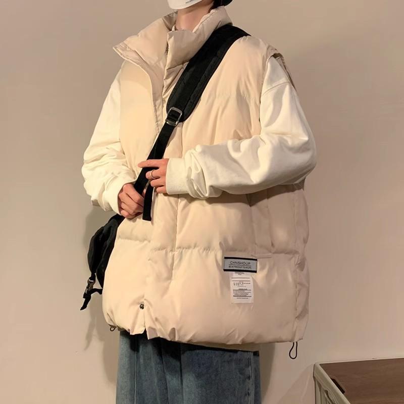 Men's Retro Hip Hop Cotton Down Vest - Warm Autumn/Winter American Style Jacket