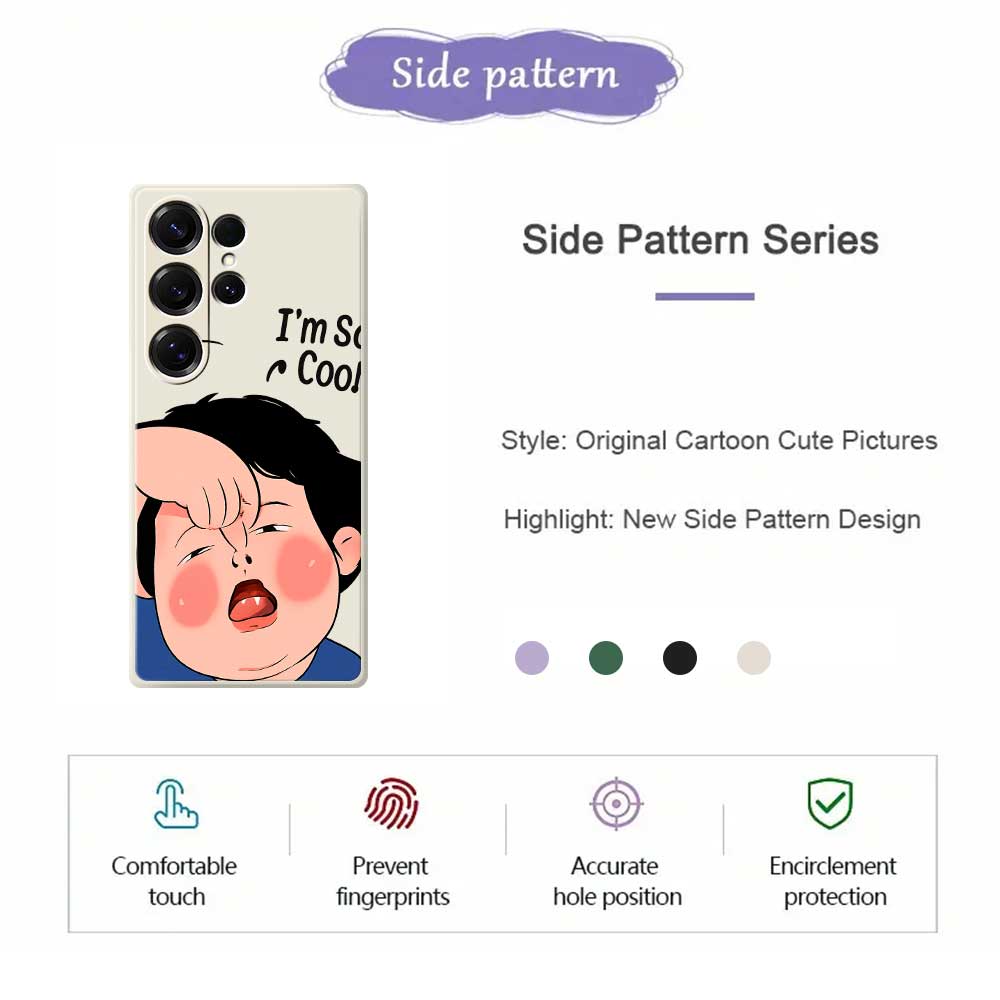 For Samsung Galaxy S25 Ultra Case Make Faces Kid Pattern Printing Straight Edge TPU Phone Back Cover