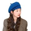 Women's Korean Style Woolen Beret: Versatile, Solid Color, Knitted, Warm, Windproof, with Metal Label for Autumn and Winter