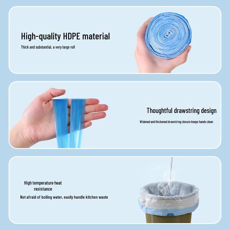 Strapazierfähige Müllbeutel mit Zugband für Küche & Bad - Dick, reißfest, große Einwegbeutel