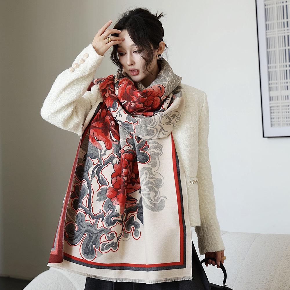 Double Sided Scarf For Women, Autumn And Winter Long Style, Suitable For Both Wearing And Wearing Cloaks, With A Thick Imitation Cashmere Shawl