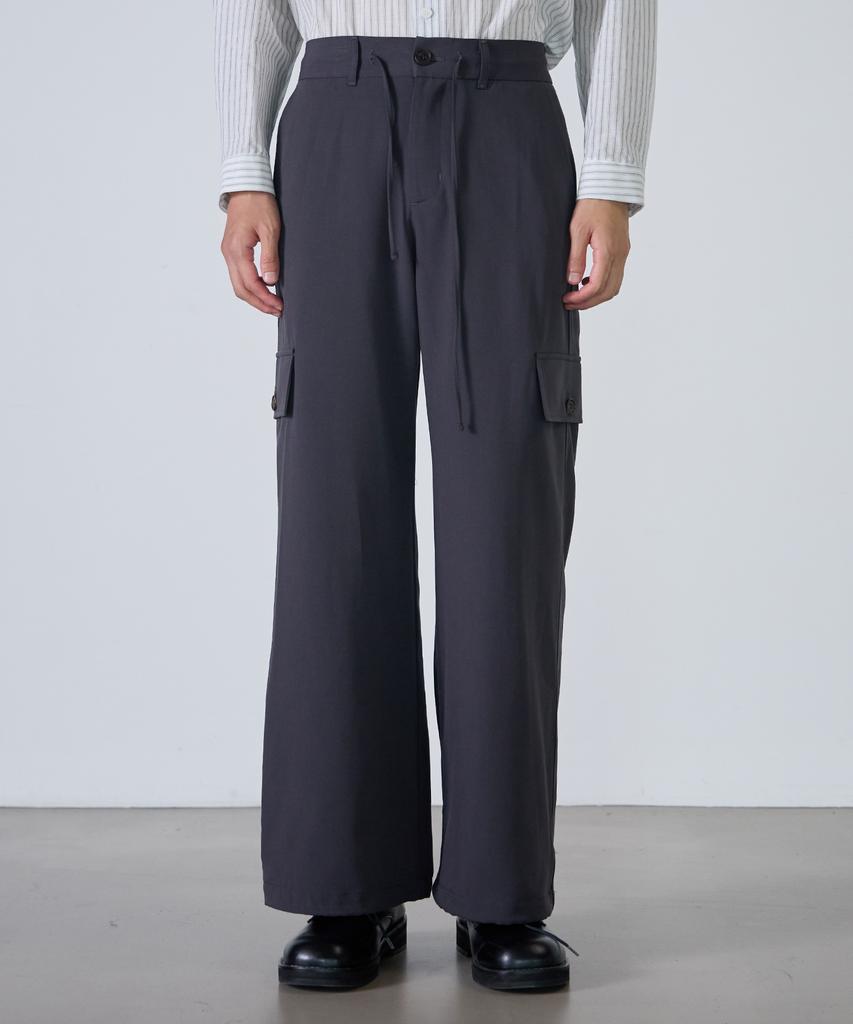 Tonilolenseu Wool Wide Cargo Pants Charcoal