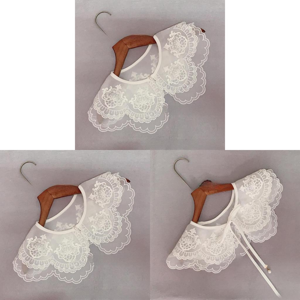 Summer Women Faux Collar With Embroidery And Lace Edging For Dress Decor
