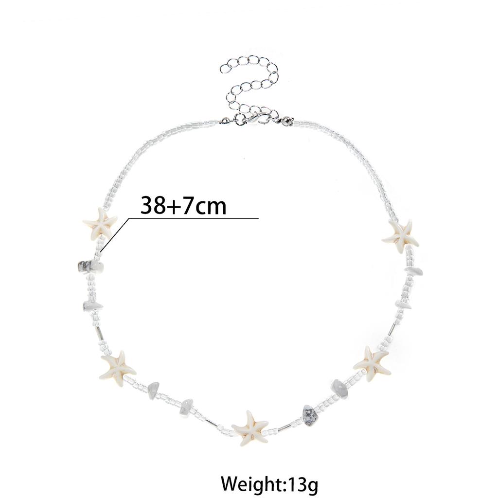 Vacation Beach Wind Glass Beads Mix and Match Starfish Gravel Necklace for Women