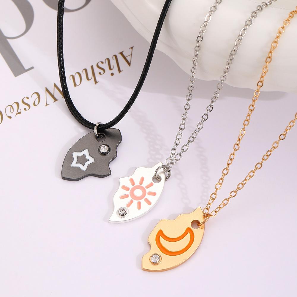 3 Stück/Set Neue Sonne Mond Stern Anhänger Halskette für Frauen Beste Freunde Für Immer Freundschaft Halskette Einfach und Modisch