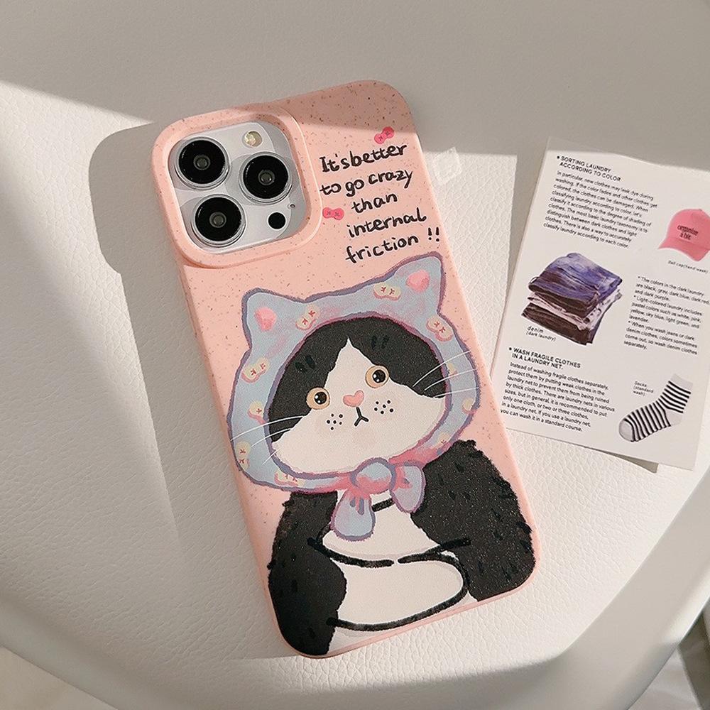 Oil Painting Funny Cat Suitable for 15 Apple 14 ProMax Mobile Phone Case 13 Original IPhone 12 Matte 16 Soft Set