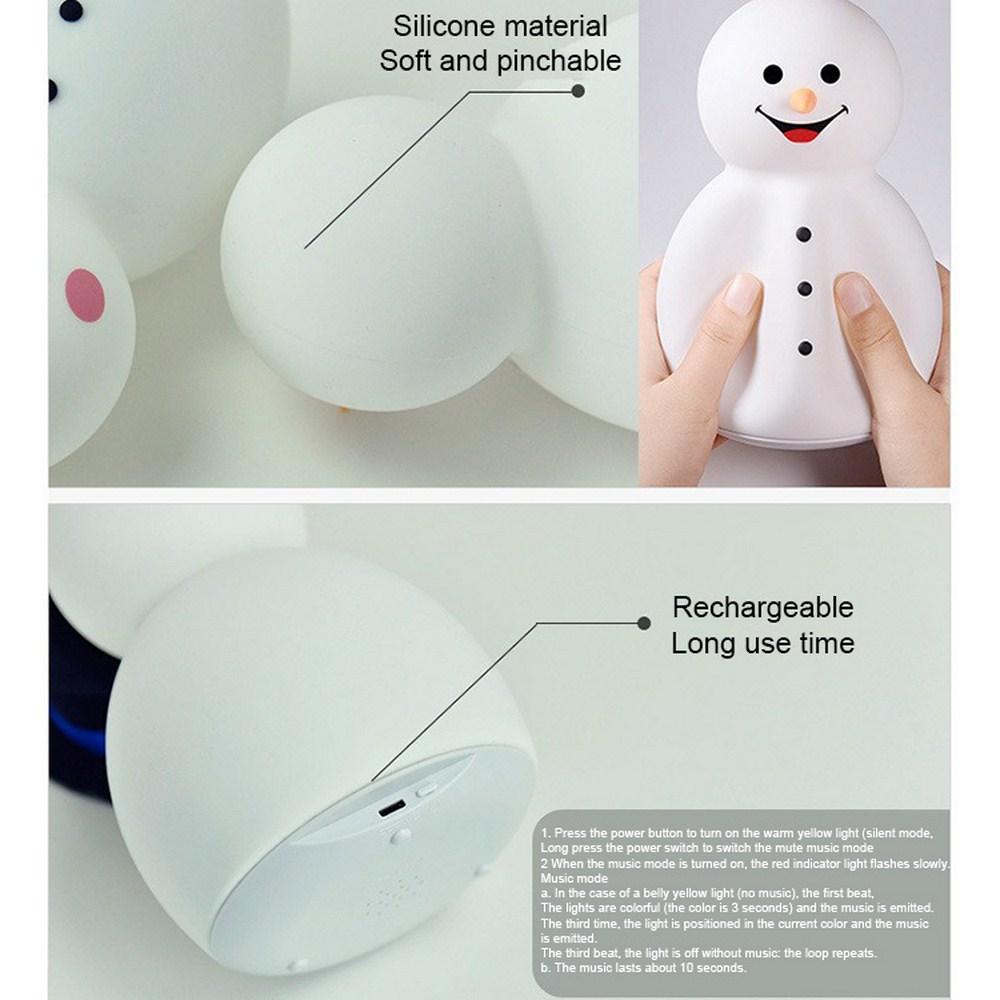 Weihnachten Schneemann Nachtlicht Für Kinder Nettes Geschenk Pat Einstellbare LED Lampe Mit Musik Modus Spielzeug Schlafzimmer Derocation Zubehör