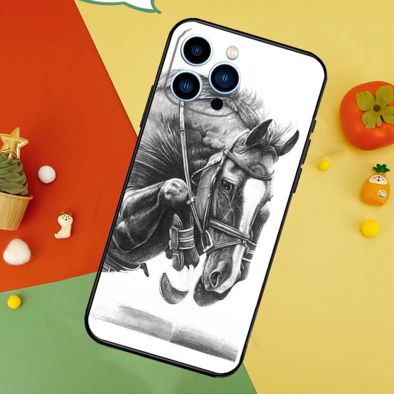 Horse Sketch Phone Case For iPhone 17 Pro Max 16 15 14 13 12 11 Pro Max Plus 12 13 Mini 16e 17 Air Cover