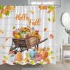 Fall Pumpkin Shower Curtains Yellow Maple Leaves Sunflower Black And White Buffalo Check Rustic Autumn Bathroom Decor With Hooks