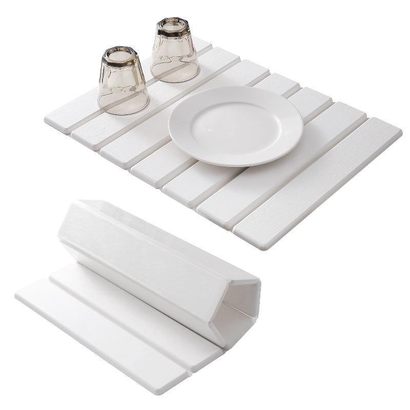 Skládací absorpční podložka z křemeliny, Rychle savá podložka pro kuchyňské nádobí, Protiskluzový povrch, pro misky, lahve, hrnky