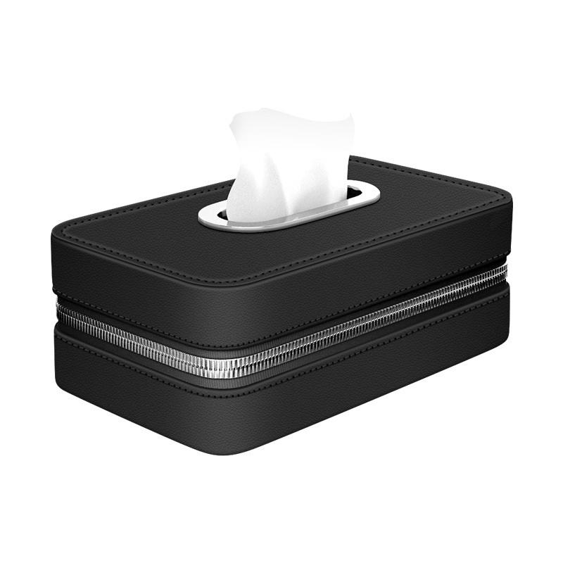 Car Leather Tissue Box With A Simple And High-End Feel, Car Seat Back Armrest Box, Multi-Functional Hanging Tissue Storage Box