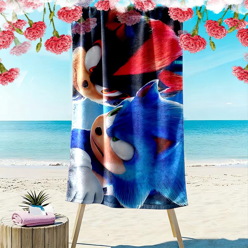 Sonic the Hedgehog4 Print Beach Towel, Large Soft Quick Dry Towel for Beach Camping Swimming