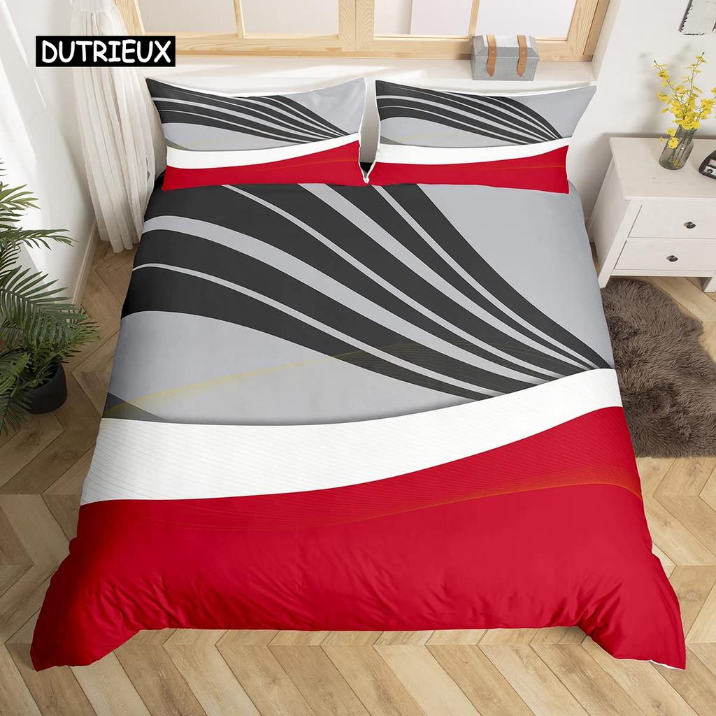 Povlečení s zebřím vzorem King size Abstraktní pruhy Zvířecí kůže Ložní sada Geometrické linie Moderní polyesterový povlak na přikrývku