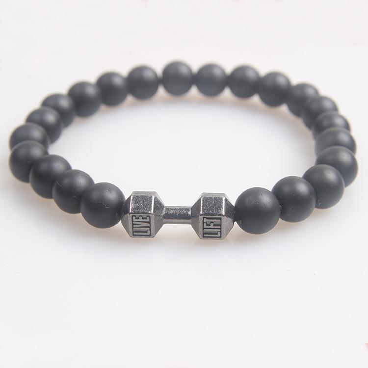 Volcanic Stone & Metal Dumbbell Prayer Beads Fashion Bracelet