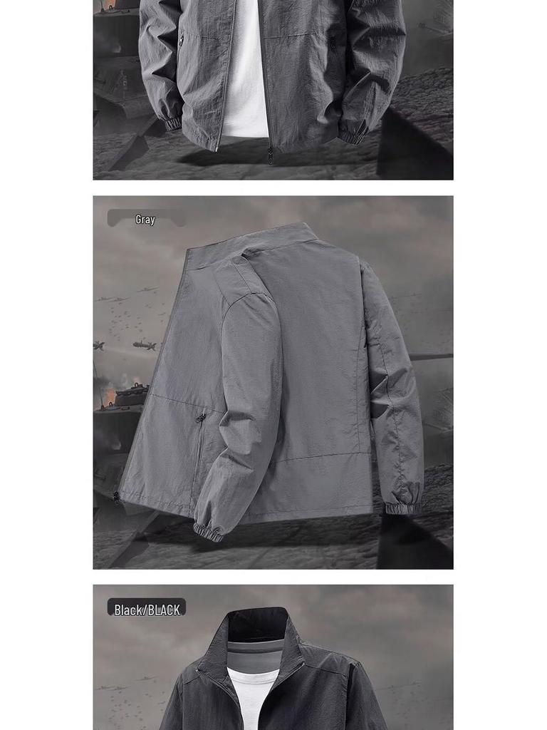 Męska Wodoodporna Kurtka - Wiosna/Jesień, Codzienny Sportowy Top, Stójka, Szybkoschnąca, Lekka.