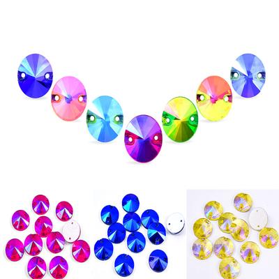 Hand Sewn Drill Flat Buckle, Special-Shaped Ab Color Crystal Glass Round Satellite Diy Clothing Wedding Rhinestone Jewelry Accessories