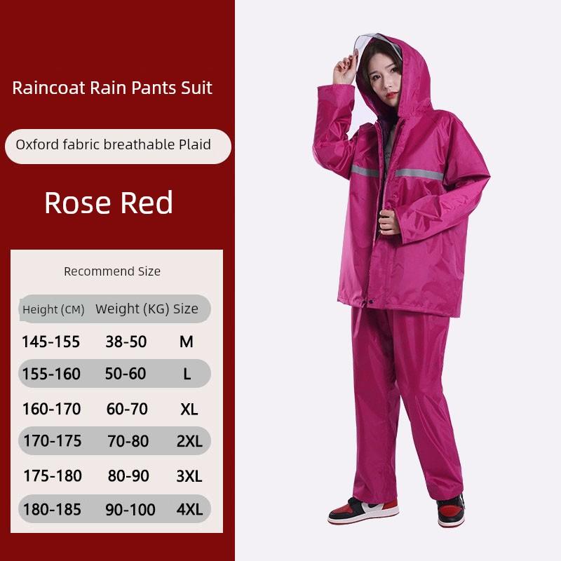 Cycling Rain Poncho Two-Piece Rain Pants Women's Raincoat and Rain Pants Two-Piece Set Plus Size Travel Set New Construction Style One-Piece Rain Suit