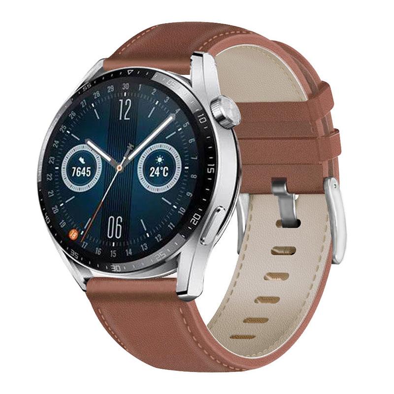 

For HUAWEI Watch GT3/Samsung Galaxy Watch 46mm/Gear S3 Classic Leather Watch Band 22mm Universal Watch Strap with Buckle Brown