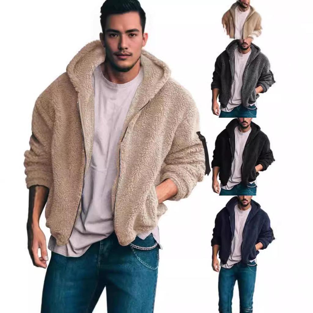 2023 Men's Double-Sided Arctic Fleece Hooded Zip-Up Winter Jacket