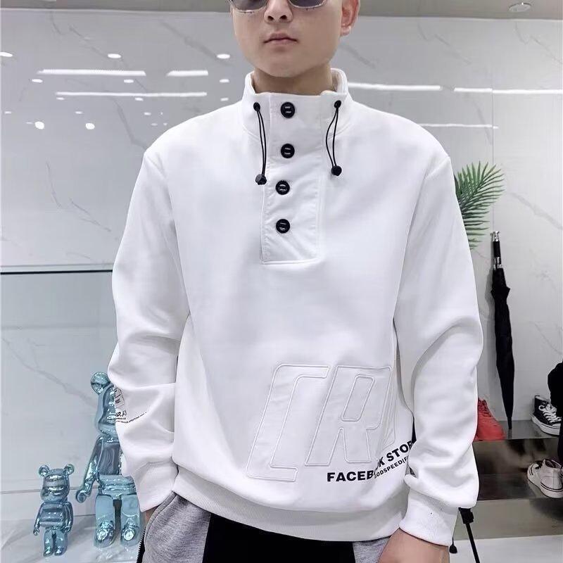 Men's 2025 Slim Fit Pullover Hoodie - Velvet Stand Collar, Stylish Autumn/Winter Base Layer Top