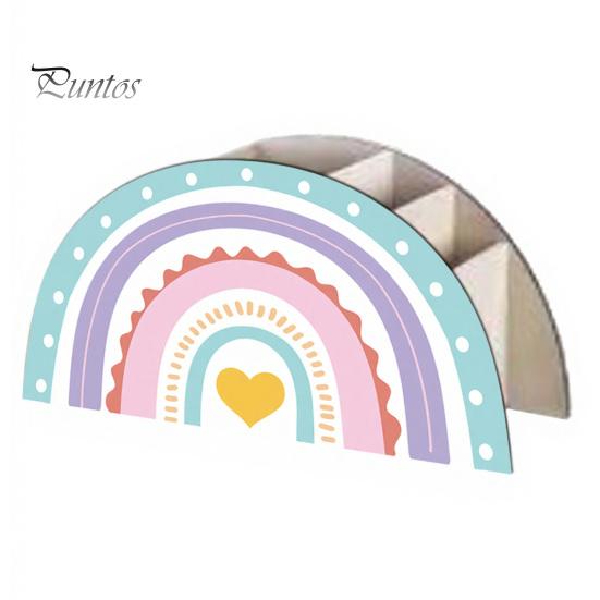 Back to School Stationery Supplies Wooden Rainbow Pencil Holder, Cute Desk Organizer, Office Art Supply Classroom Organizer for Kids, Teacher