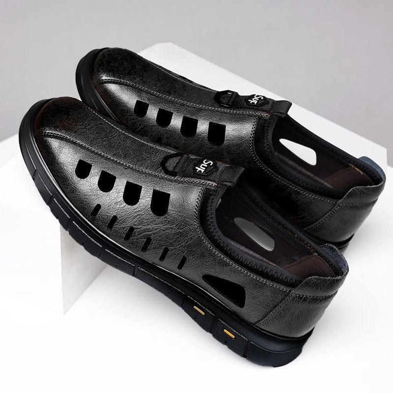 

Summer new men s casual shoes one-pedal lazy shoes hollow breathable sandals trendy men s shoes 39 чёрный