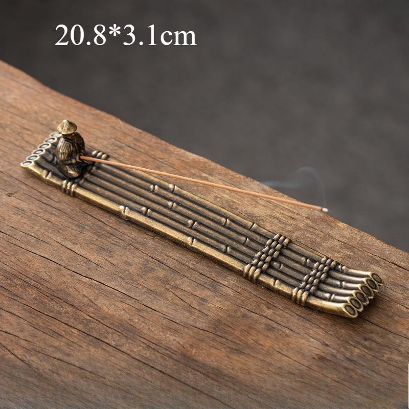 Zen Old Man Fishing Boat Incense Holder - Japanese Style Metal Incense Burner & Ash Catcher, Meditation Decor, Unique Ornaments