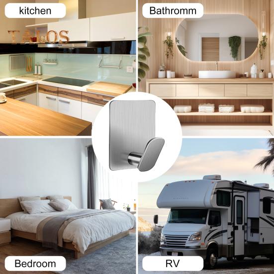 Ganci A Parete Autoadesivi Impermeabili - Portaoggetti Per Cucina Bagno Camera Da Letto (Bianco, Confezione Da 1) - 3