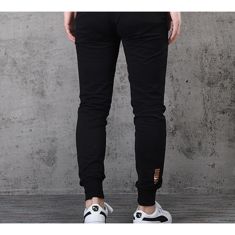 PUMA Knitted Sweatpants Men's Black Moderate Skinny Pants 597460-01