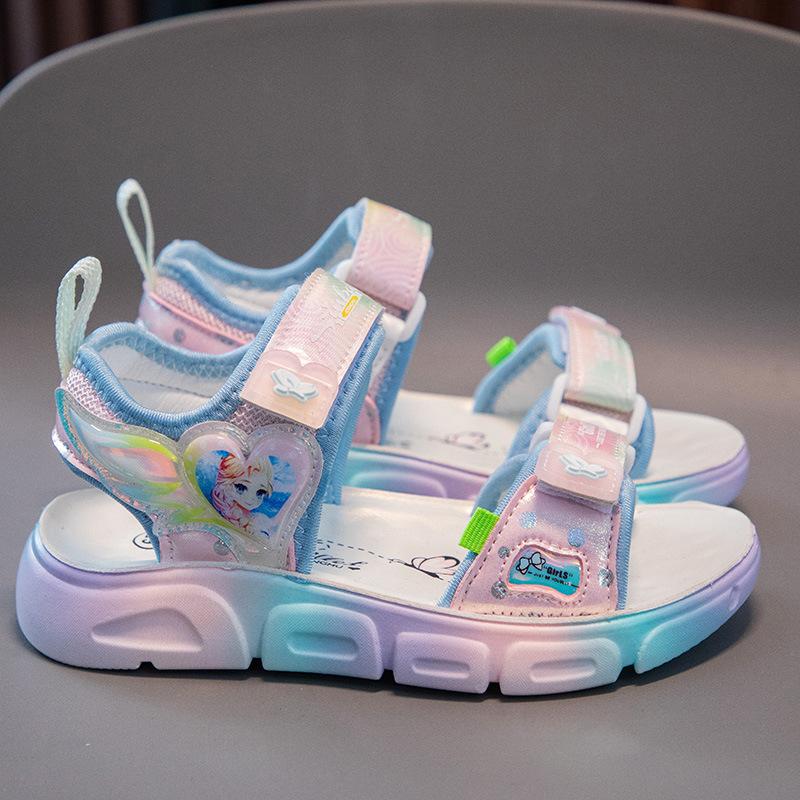Children's cartoon polyurethane sports sandals New little girl open-toed princess sandals Soft sole Comfortable students