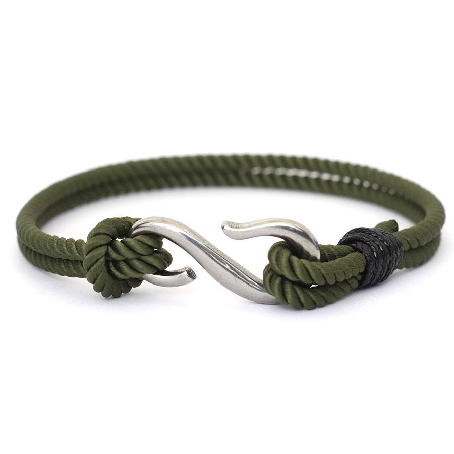S Shape Fish Hook Double Layer Bracelet Men Women Handmade Milanese Rope Stainless Steel Hand Rope Beach Jewelry Accessories