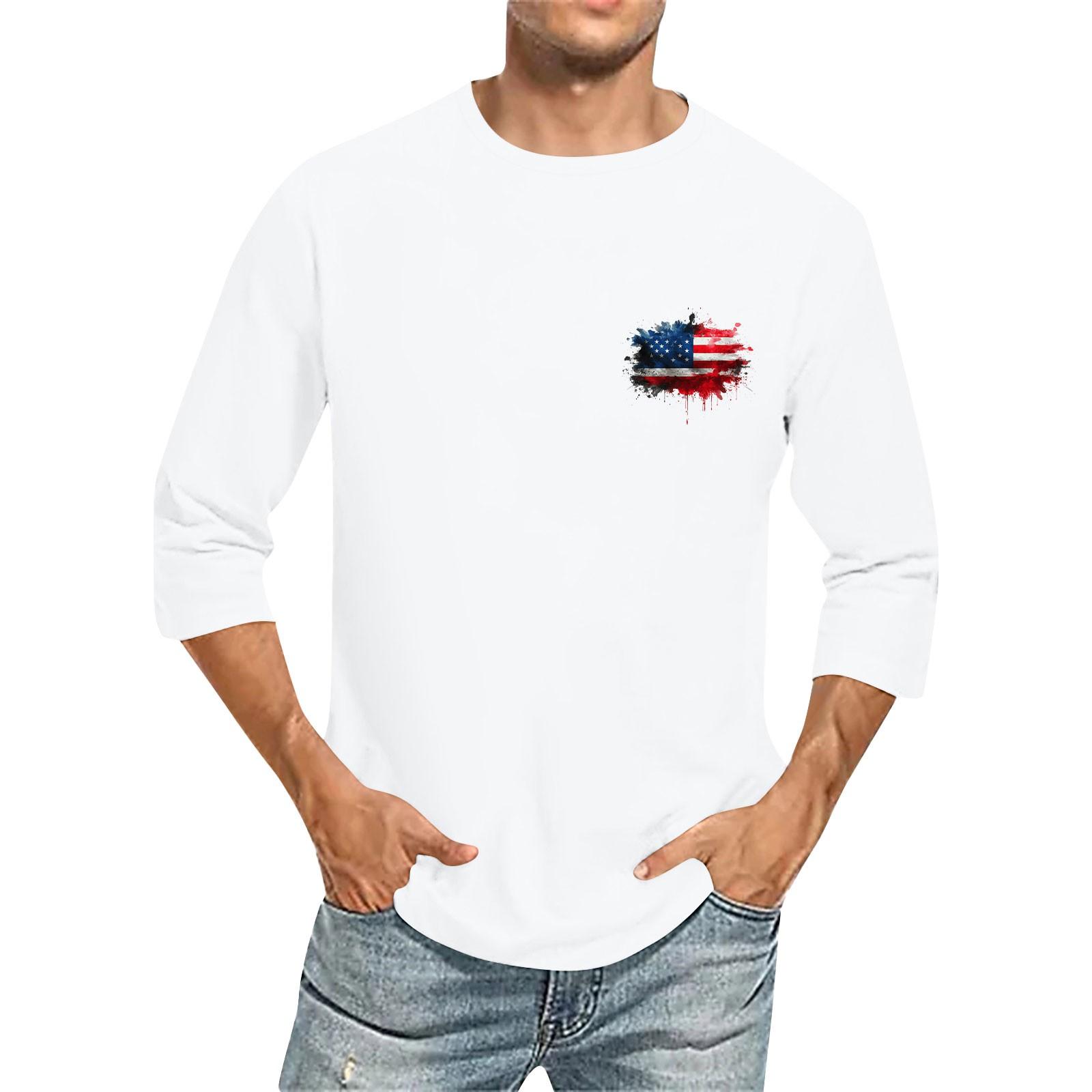 

Мужская повседневная модная футболка с круглым вырезом и рукавом три четверти XXL белый