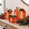3 Pieces Christmas Gift Box with Lights Holiday Illuminated Boxes Warm