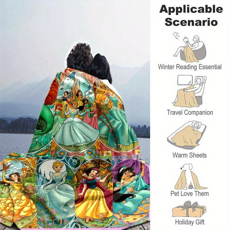 1pc Disney Princesses Throw Blanket Home Decor, Couch Cover, Outdoor, Gift, Flannel Blanket, Bedroom, Living Room, Travel
