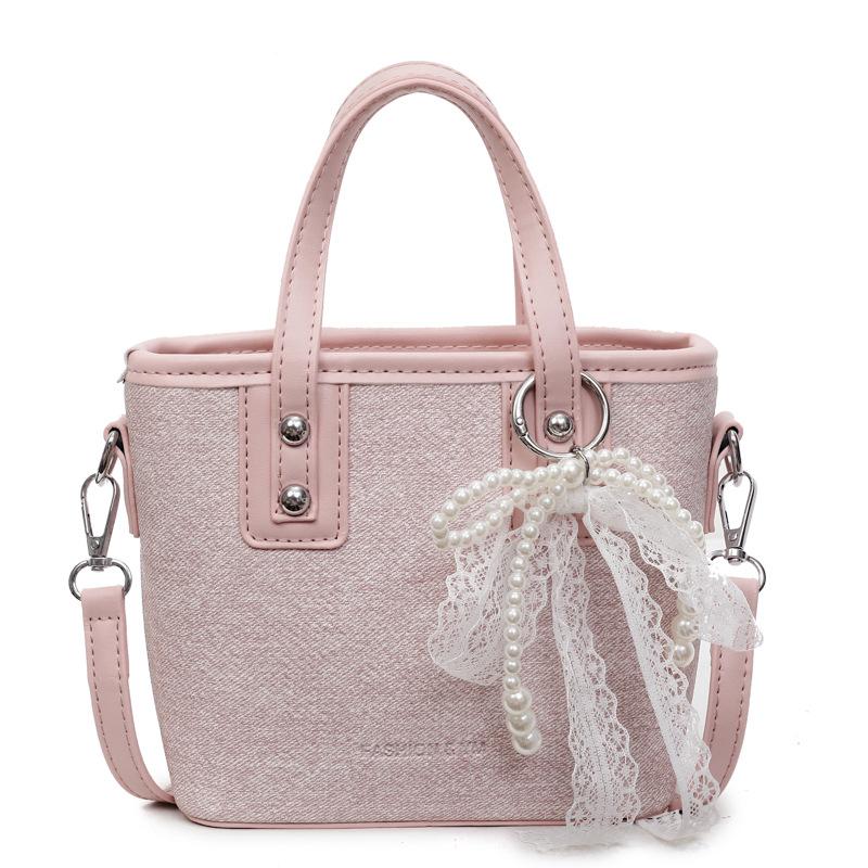 2025 New Textured Small Bag Female Senmeng Summer Popular Shoulder Messenger Bag Fashionable Contrasting Color Portable Bucket Bag