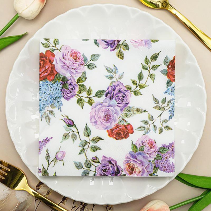 20pcs/pack Decoupage Table Paper Napkins Elegant Tissue Flower Birthday Wedding Party Home Beautiful Decor