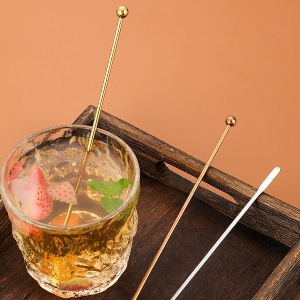 Fruit Sticks Stainless Steel Mixing Stick Long Handle Decoration Drink Stirring Reusable Ball Peen Stirring Rod Kitchen Drinks