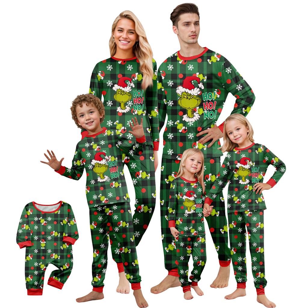 Print Cute Family Set Pajamas, Home Clothes, Family Set Long Sleeve Top Pants Set