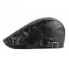 Vintage PU Leather Flat Cap for Men Women British Style Beret Autumn Winter Warm Newsboy Cap Fashion Adjustable Duckbill Hat