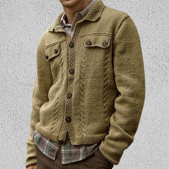 Pull pour Homme Multiboutons Manches Longues Respirant Couleur Unie Cardigan Tricoté pour Homme pour la Maison