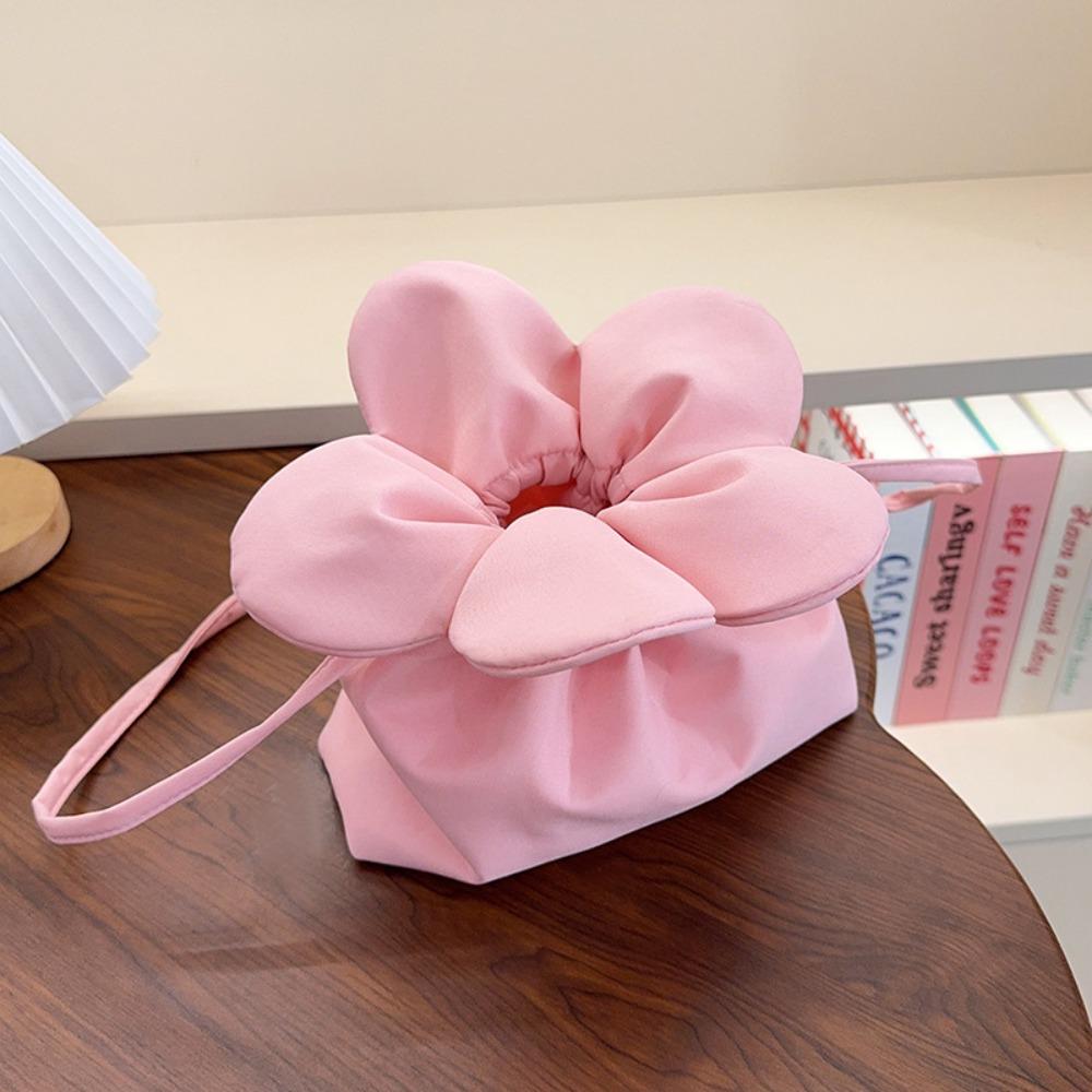 Cute Flower Drawstring Crossbody Bag Bundle Pocket Canvas Shoulder Bag  Storage Bag Style 1