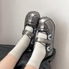 Retro silver with skirt French light mouth flat-soled single shoes women's 2025 new autumn versatile round head Mary Jane shoes