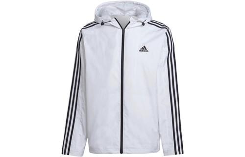 adidas Solid Color Three-Stripe Print Logo Zip Hoodie Jacket IB0382 XL белый