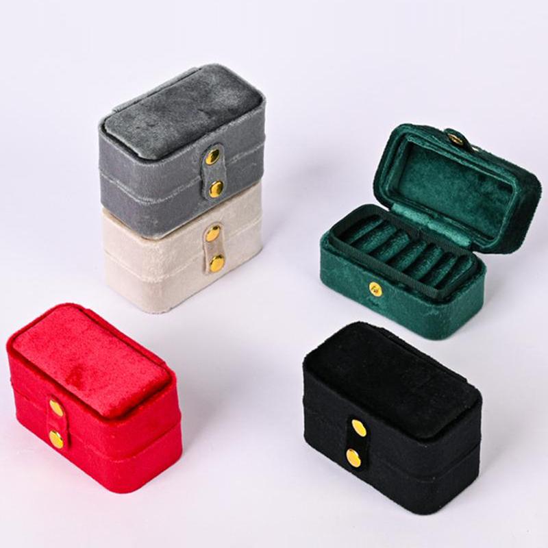 Mini Flip-Top Ring Box Portable Stud Earrings Jewelry Box Oval Velvet Ring Storage Box Jewelry Boxes And Packaging