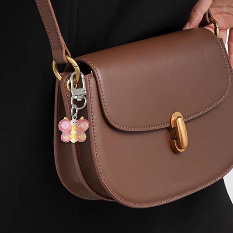 Cute Cartoon Colorful Smile Butterfly Keychain Resin Bag Charm for Women Girls Trendy Accessories for Friend