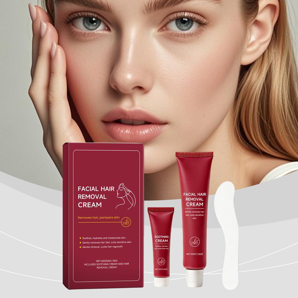 Upper Lip And Chin Hair Removal Lotion, Hair Removal Lotion Set, Including Soothing Lotion